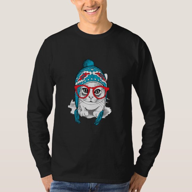 Cute Cat Hat Alpaca T-Shirt (Front)