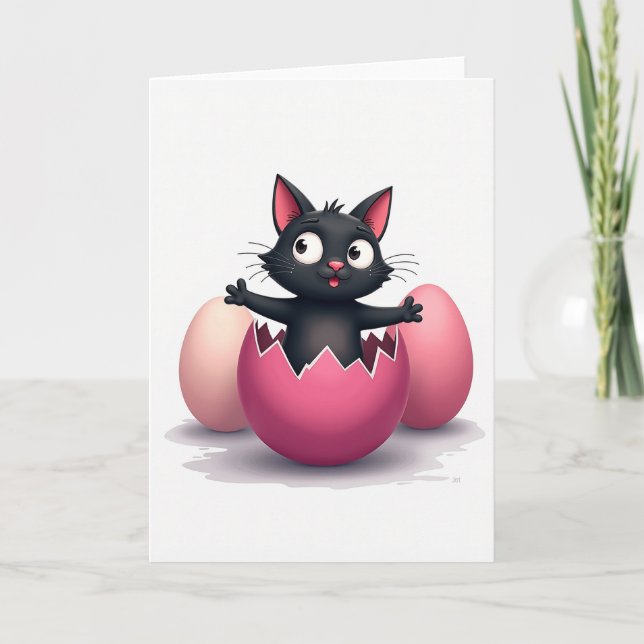 Cute Cat Hatching Egg Card (Front)