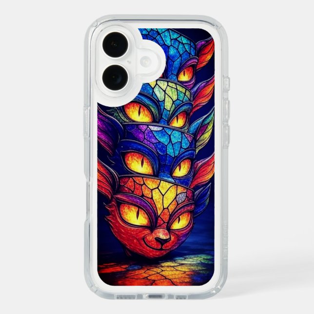 Cute Cat Head Phone Case with Adorable Eyes  (Front)