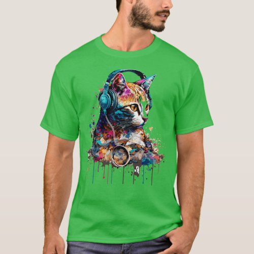 Cute cat headphones T_Shirt
