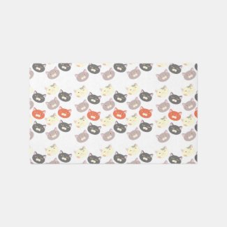Cute Cat Heads Cartoon Happy Pattern