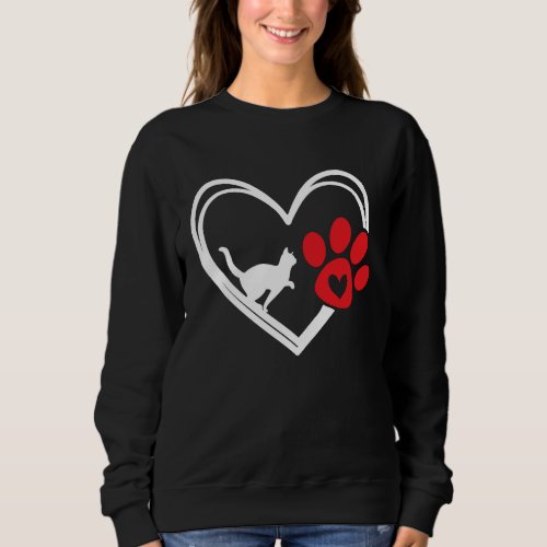 Cute Cat Heart Cute Cat Mom and Cat Dad Valentines Sweatshirt