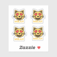 Cute Cat Heart Emoji Sticker With Custom Name