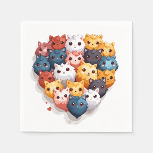Cute Cat Heart Napkins