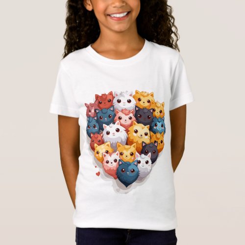 Cute Cat Heart T_Shirt