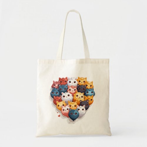 Cute Cat Heart Tote Bag