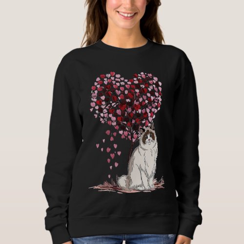 Cute Cat  Heart Tree Love Kitty Cat Best Friend Lo Sweatshirt