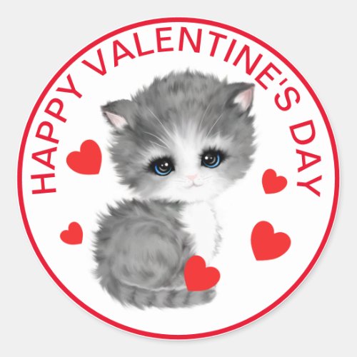 Cute Cat Heart Valentines Day Sticker
