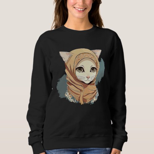 Cute Cat Hijab Muslim Women Sweatshirt