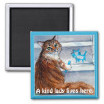 Cute Cat Hobo Sign, Kind Lady Lives Here Magnet at Zazzle