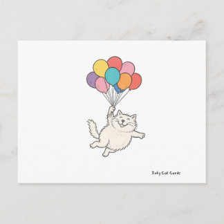 Cute Cat Holding Balloons Postcard