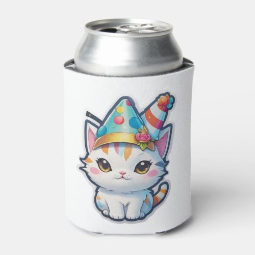 Cute cat holds a New Years party   Can Cooler