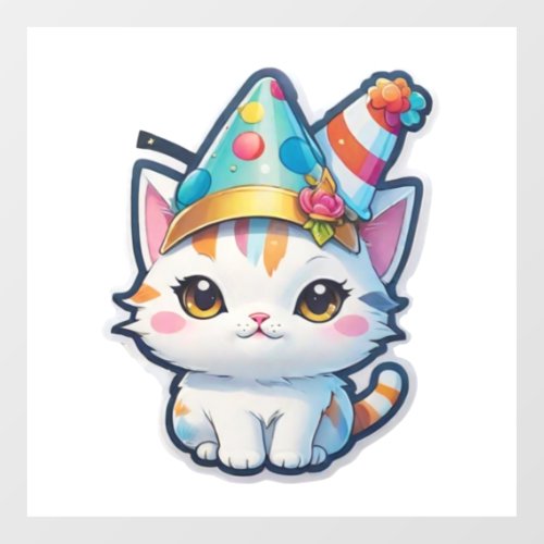 Cute cat holds a New Years party   Floor Decals