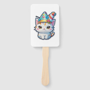 Cute cat holds a New Year's party Hand Fan
