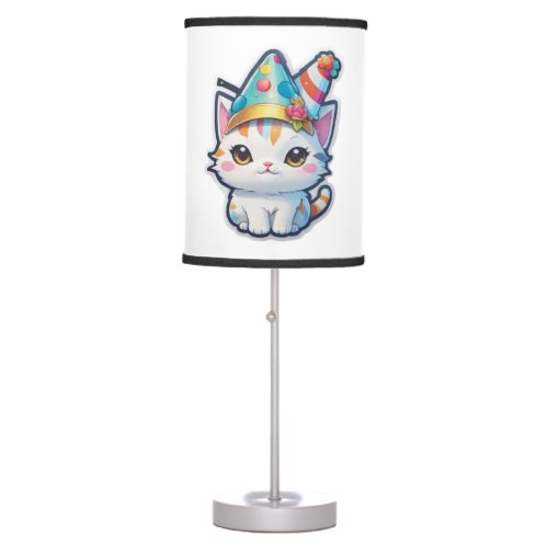 Cute cat holds a New Years party   Table Lamp