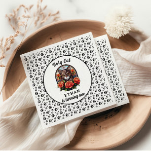 cute Cat I’m One! Cute Cat Girl 1st Birthday Napkins