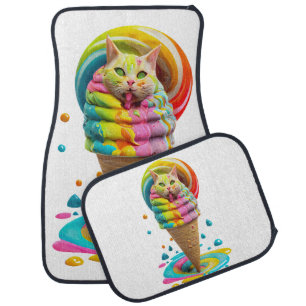 Cute Cat Ice Cream Cone colorful Car Floor Mat