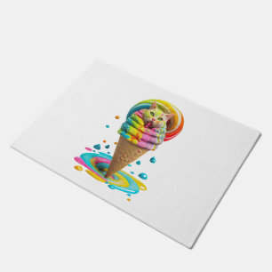 Cute Cat Ice Cream Cone colorful Doormat