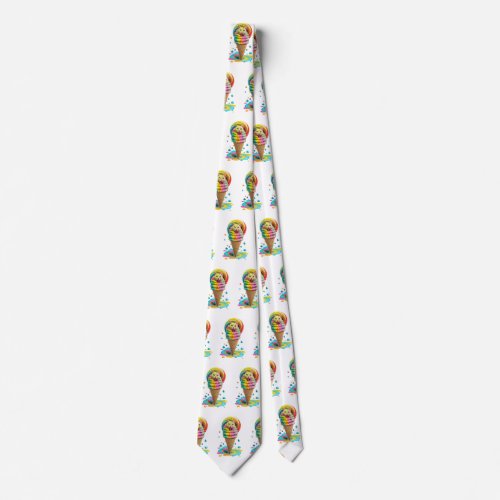 Cute Cat Ice Cream Cone colorful Neck Tie