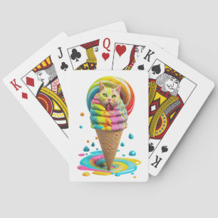Cute Cat Ice Cream Cone colorful Poker Cards
