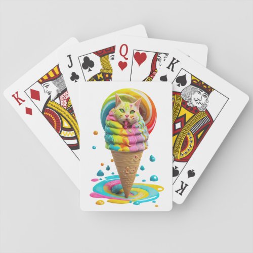Cute Cat Ice Cream Cone colorful Poker Cards