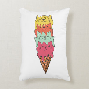 Cute Cat Ice Cream Kawaii Kittens Accent Pillow