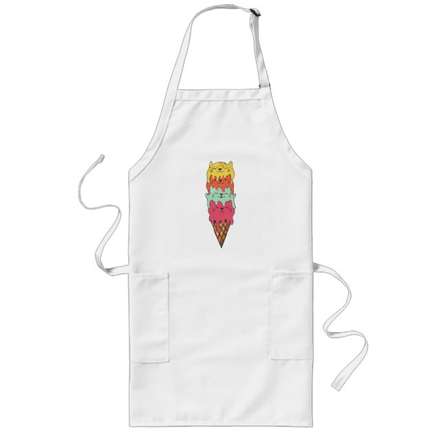 Cute Cat Ice Cream | Kawaii Kittens Long Apron (Front)