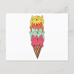 Cute Cat Ice Cream Kitten Holiday Postcard