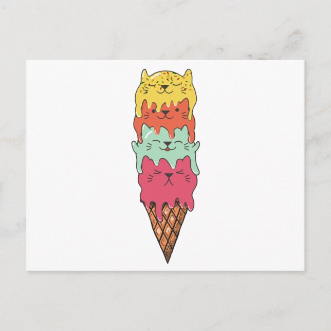 Cute Cat Ice Cream Kitten Holiday Postcard (Front)