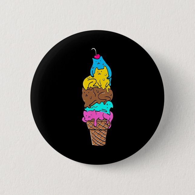 Cute Cat Ice Cream - Kitty Cat Dessert Shirt 1  Button (Front)