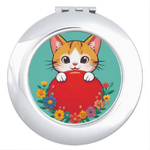 Cute Cat Illustration Compact Mirror