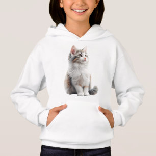 Cute Cat Illustration Girls' Turtle Neck Sweater