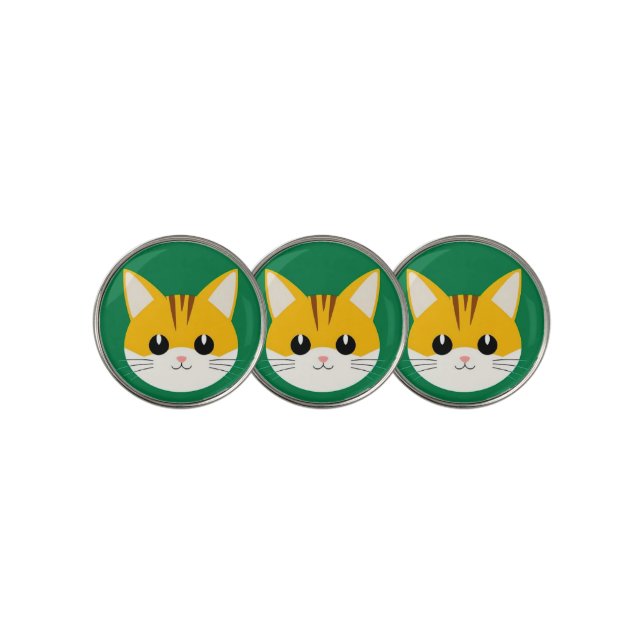Cute Cat Illustration Golf Ball Marker (3 Up)