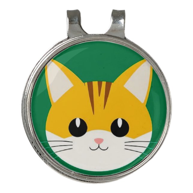 Cute Cat Illustration Golf Hat Clip (Front)