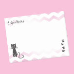 Cute Cat Illustration Pink Zigzags Name Template Post-it Notes at Zazzle