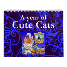 Cute Cat Illustrations Calendar at Zazzle