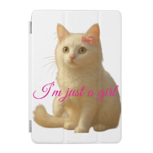 Cute Cat "I'm Just A Girl" Customizable Quote iPad Mini Cover