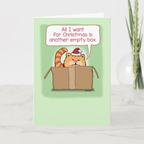 Cute Cat in a Box Funny Christmas Card