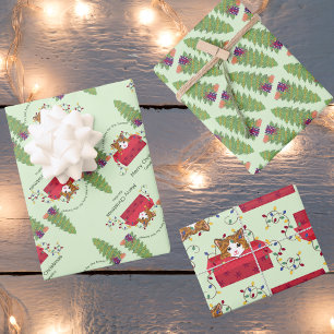 Cute Cat in a Box Here for the Boxes Christmas Wrapping Paper Sheets