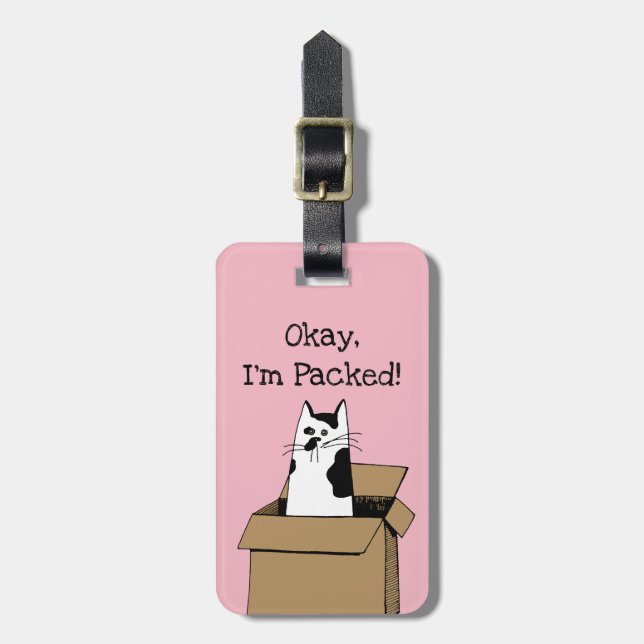 Cute Cat in A Box Luggage Tag (Front Vertical)