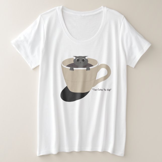 cute cat in a cup plus size T-Shirt (Design Front)