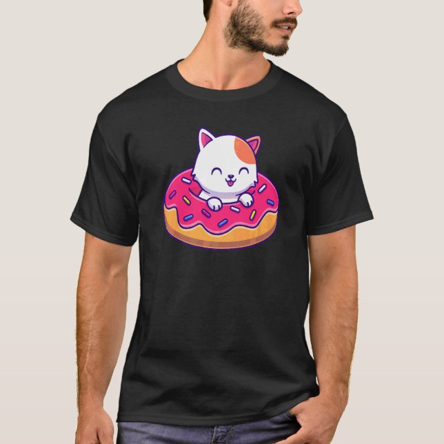 Cute Cat In A Donut T-Shirt (Front)