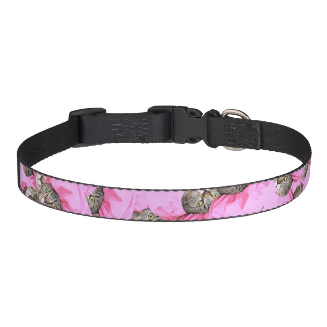 Cute Cat in a Pink Cap Pattern  Pet Collar (Front)