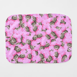 Cute Cat in a Pink Cap Pattern Random Baby Burp Cloth