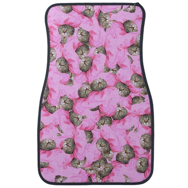 Cute Cat in a Pink Cap Pattern Random  Car Floor Mat (Front)