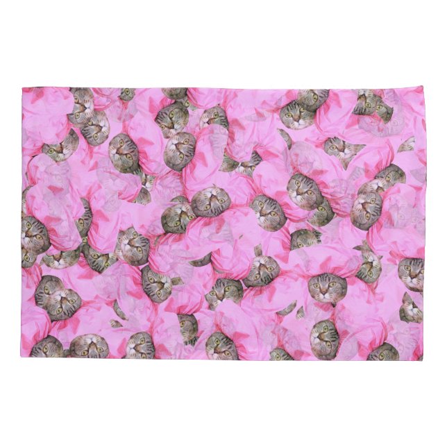 Cute Cat in a Pink Cap Pattern Random Pillow Case (Back)