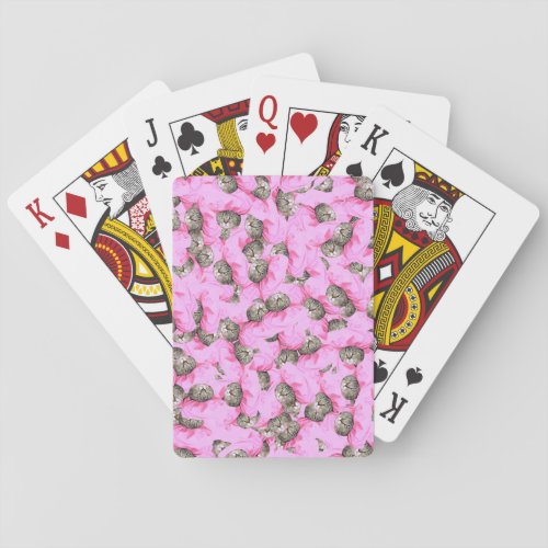 Cute Cat in a Pink Cap Pattern Random  Poker Cards