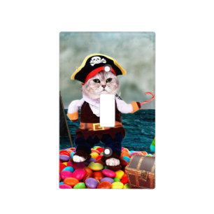 Cute cat in a pirate costume light switch cover