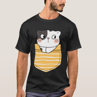 Cute Cat in a Pocket Cat Present Kids Boys Girls T-Shirt
