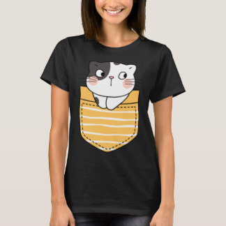 Cute Cat in a Pocket Cat Present Kids Boys Girls T-Shirt